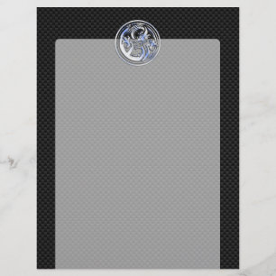 Chrome Dragon Crest zwarte koolstofvezel Afdrukken