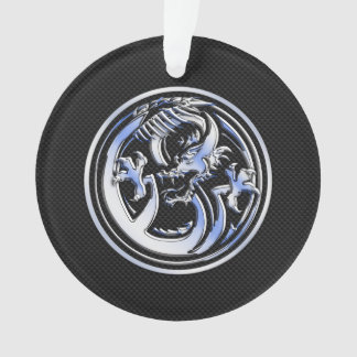 Chrome Dragon Crest zwarte koolstofvezel Afdrukken Ornament