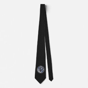 Chrome Draken Crest op Carbon Fiber Print Stropdas
