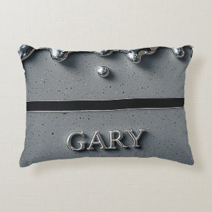 Chrome Drip Gary Naam Slank Zilver Luxe Accent Kussen