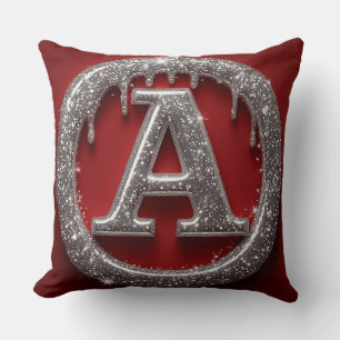 Chrome Drip Letter A Monogram Glitter Pictogram Kussen