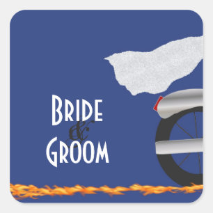 Chrome en Kant Biker Bruiloft Stickers