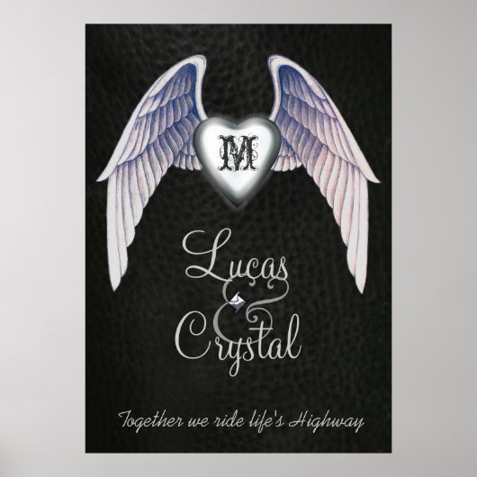 Chrome & Faux Poster Coeur aile en cuir (Devant)