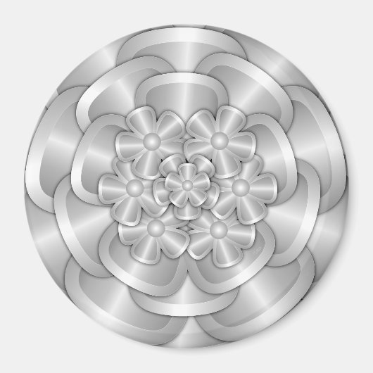 Chrome Flowers - Silver Magnet Magneet (Voorkant)