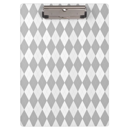 Chrome Grey Argyle lichtgrijs Small Diamond Shape Klembord (Voorkant)