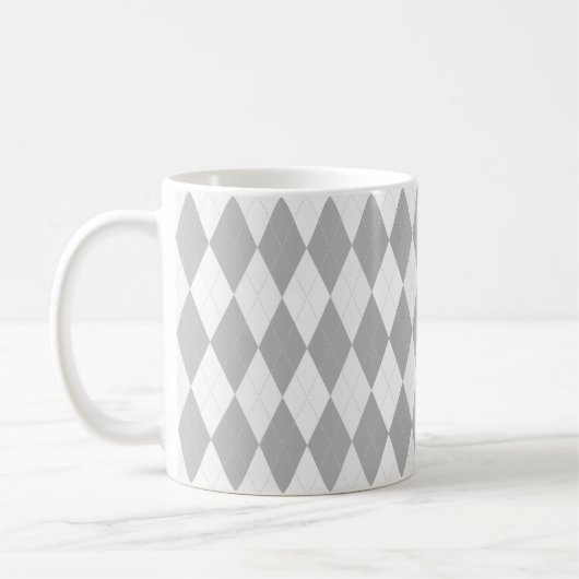 Chrome Grey Argyle lichtgrijs Small Diamond Shape Koffiemok (Links)
