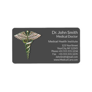 Chrome Holographic 3D Medical Caduceus Etiket