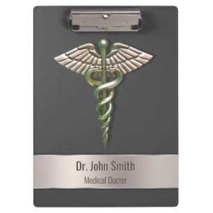 Chrome Holographic 3D Medical Caduceus Klembord