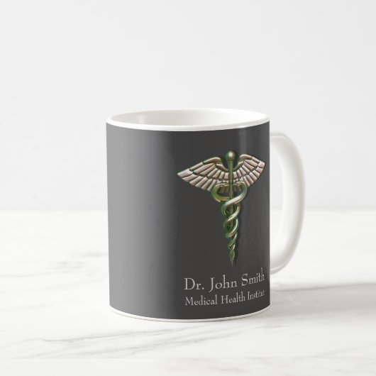 Chrome Holographic 3D Medical Caduceus Koffiemok (Voorkant rechts)