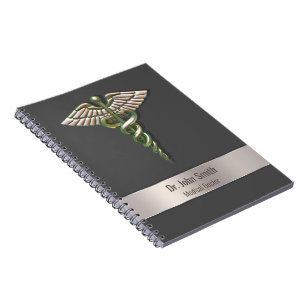 Chrome Holographic 3D Medical Caduceus Notitieboek