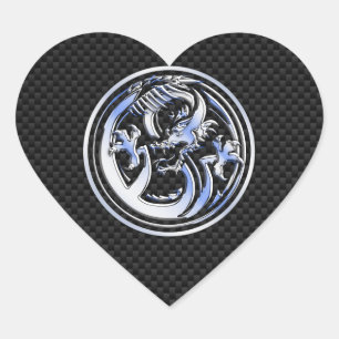 Chrome in Dragon badge on Carbon Fiber Print Hart Sticker