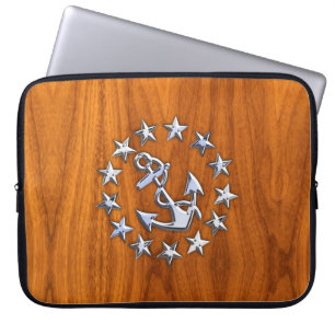 Chrome Jachtvlag op Nautilus Teakhouten Print Laptop Sleeve