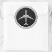 Chrome Jet Airplane Ronde Sticker (Tas)