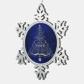 Chrome kerstboom blauw tin sneeuwvlok ornament (Rechts)