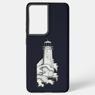Chrome Lighthouse on Carbon Fiber Print Samsung Galaxy Hoesje