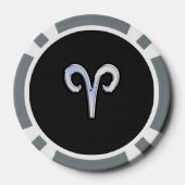 Chrome Like Aries Zodiac Symbol Poker Chips (Achterkant)