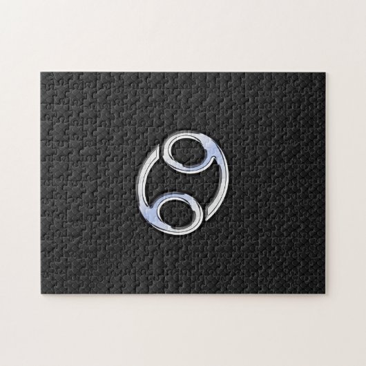 Chrome like Cancer Zodiab Sign on Black Legpuzzel (Horizontaal)