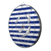 Chrome Like Diver and Sharks on Nautical Stripes Dartbord (Voorkant Rechts)