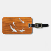 Chrome like Diver with Sharks on Teak Veneer Bagagelabel (Voorkant horizontaal)