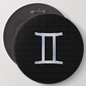 Chrome like Gemini Zodiac Sign Ronde Button 6,0 Cm (Voorkant /achterkant)