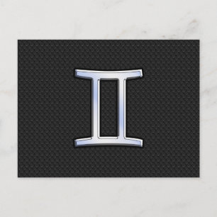 Chrome like Gemini Zodiac Symbol Briefkaart