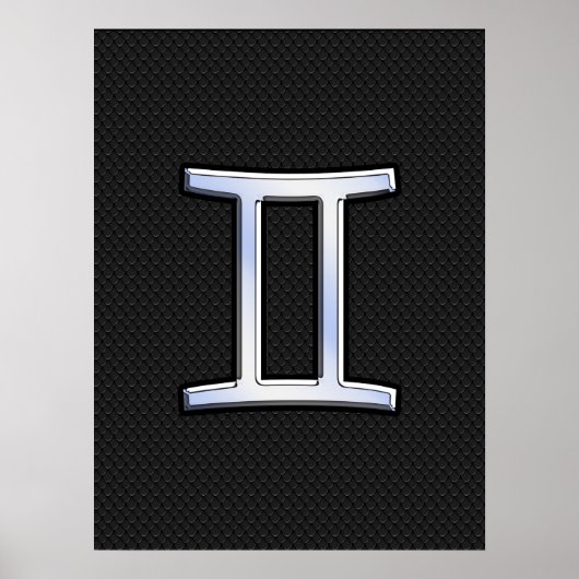 Chrome like Gemini Zodiac Symbol Poster (Voorkant)