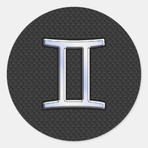 Chrome like Gemini Zodiac Symbol Ronde Sticker