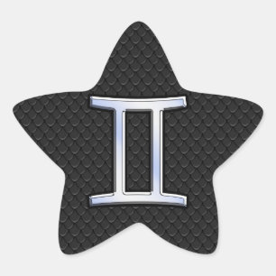 Chrome like Gemini Zodiac Symbol Ster Sticker