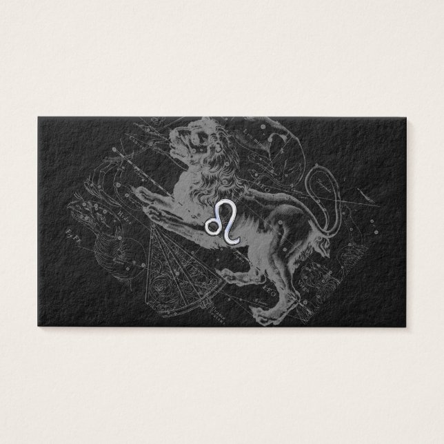 Chrome like Leo Zodiac Constellation Map Hevelius Visitekaartjes (Voorkant)