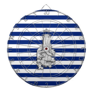 Chrome like Lighthouse on Nautical Stripes Dartbord