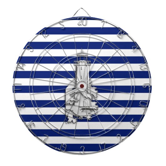 Chrome like Lighthouse on Nautical Stripes Dartbord (Voorkant)