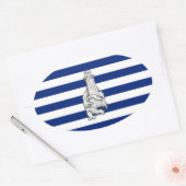 Chrome like Lighthouse on Nautical Stripes Ovale Sticker (Envelop)