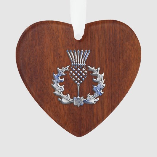 Chrome like Mahogany Wood Grain Scottish Thistle Ornament (voorkant)