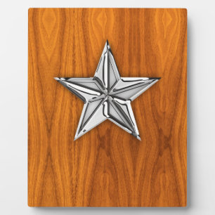 Chrome like Nautical Star op Teak Veneer Fotoplaat