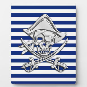Chrome Like Pirate on Navy Stripes Fotoplaat