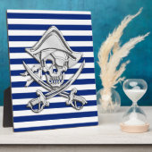 Chrome Like Pirate on Navy Stripes Fotoplaat (Zijkant)