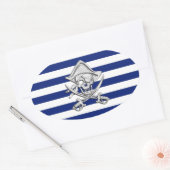 Chrome Like Pirate on Navy Stripes Ovale Sticker (Envelop)