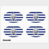 Chrome Like Pirate on Navy Stripes Ovale Sticker (Vel)