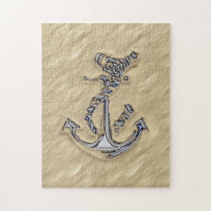 Chrome like Rope Anchor in the Sand Legpuzzel