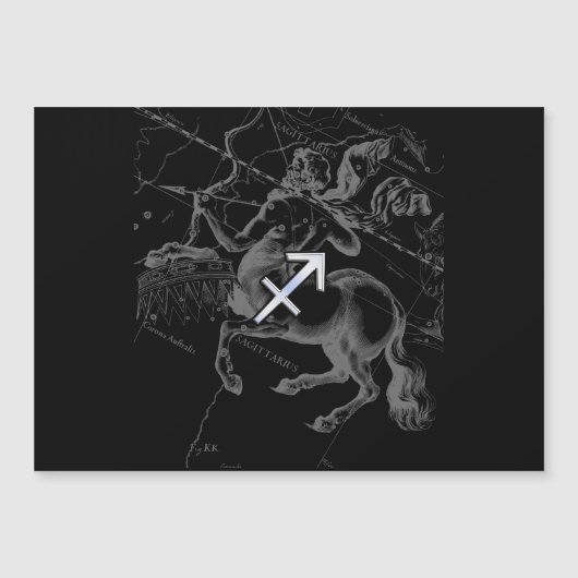 Chrome like Sagittarius Sign on Black Hevelius (Voorkant)