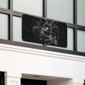 Chrome like Sagittarius Sign on Black Hevelius Spandoek (Buitenkant Gebouw)