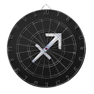 Chrome like Sagittarius Zodiac Sign on Black Dartbord