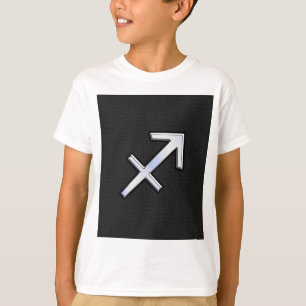 Chrome like Sagittarius Zodiac Sign on Black T-shirt