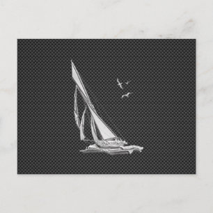 Chrome like Sailboot on Carbon Fibre Briefkaart
