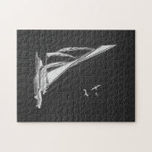 Chrome like Sailboot on Carbon Fibre Legpuzzel (Horizontaal)