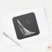 Chrome like Sailboot on Carbon Fibre Vierkante Sticker (Envelop)