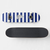 Chrome like Sailboot on Nautical Stripes Skateboard (Horizontaal)
