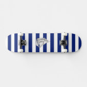 Chrome like Sailboot on Nautical Stripes Skateboard (Horizontaal)