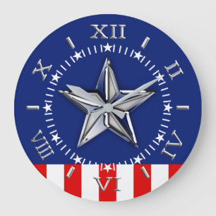 Chrome like Star on Festive Patriotic Colors Dial Grote Klok