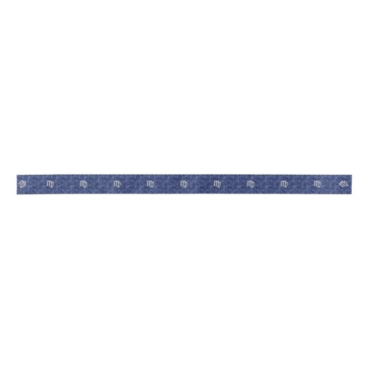 Chrome like Virgo Zodiac Sign on Blue Digital Camo Lint (Voorkant)